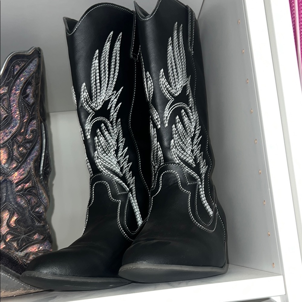 Black and White Western Boots